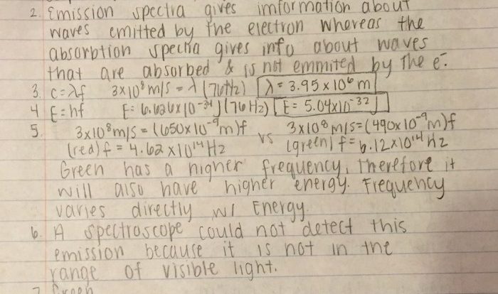 Interpret emission spectra worksheet answers