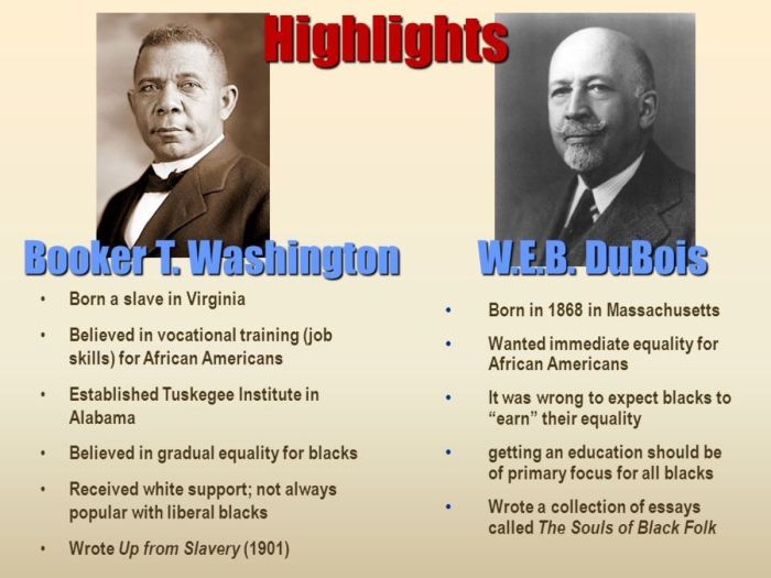 Compare and contrast web dubois and booker t washington